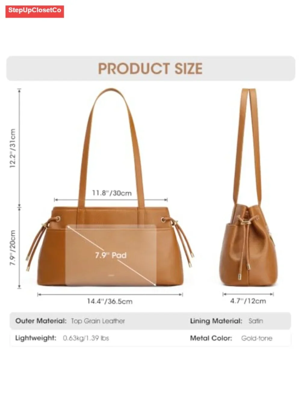 Genuine Leather Hobo Shoulder Bag Drawstring
